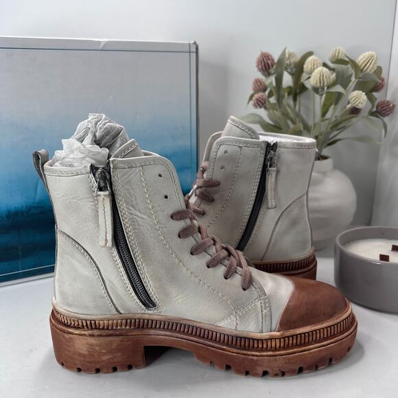 Roan Kinship Leather Lace Up Boots Almond Bone HD FR85952 Women's US 8 NWB - Picture 7 of 11